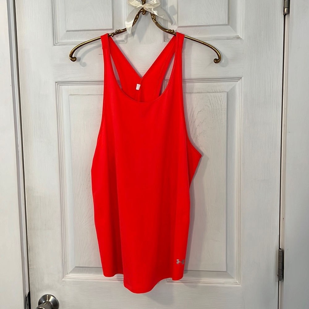 Under Armour tank, bright orange, size Large